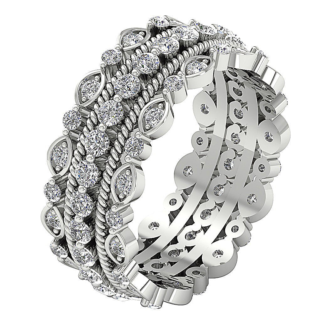 I1 G 2.10 Ct Designer Engagement Eternity Ring 14k White Gold Genuine Diamond