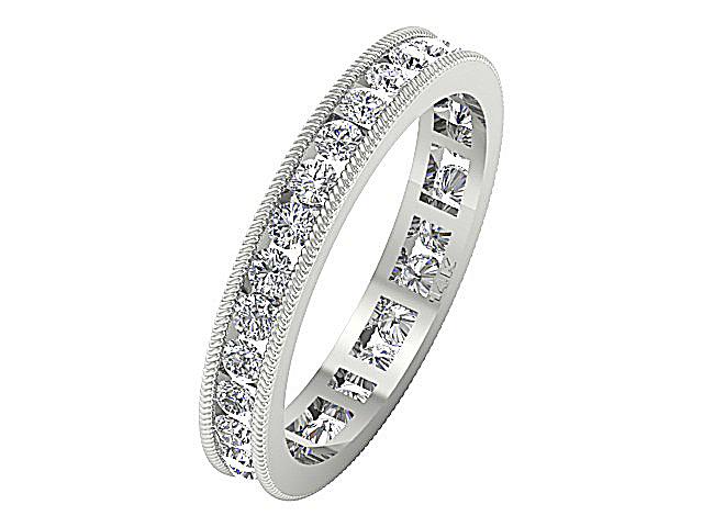 Eternity Engagement Ring Natural Diamond I1 G 1.50 Ct 14k White Gold Channel Set 3.60