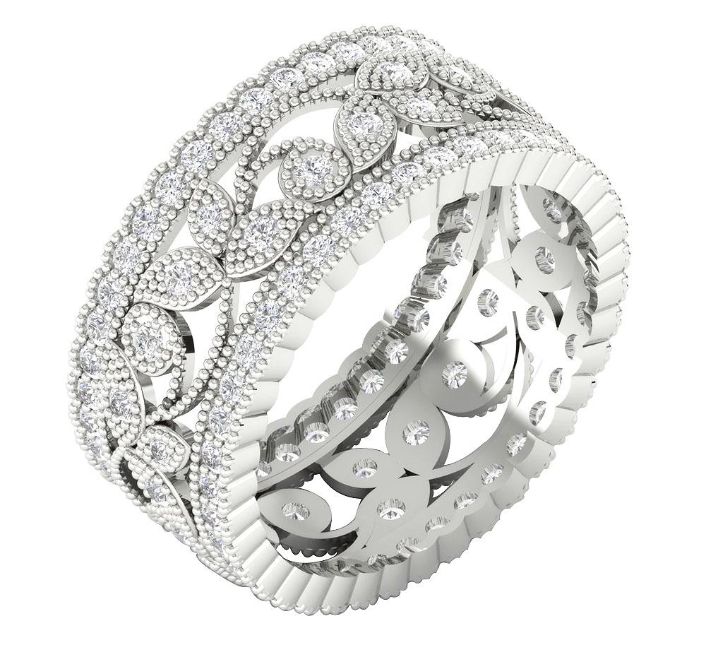 I1 G 1.75 Ct Round Diamond 14k Yellow Gold Eternity Anniversary Ring Prong Set 9.55 MM