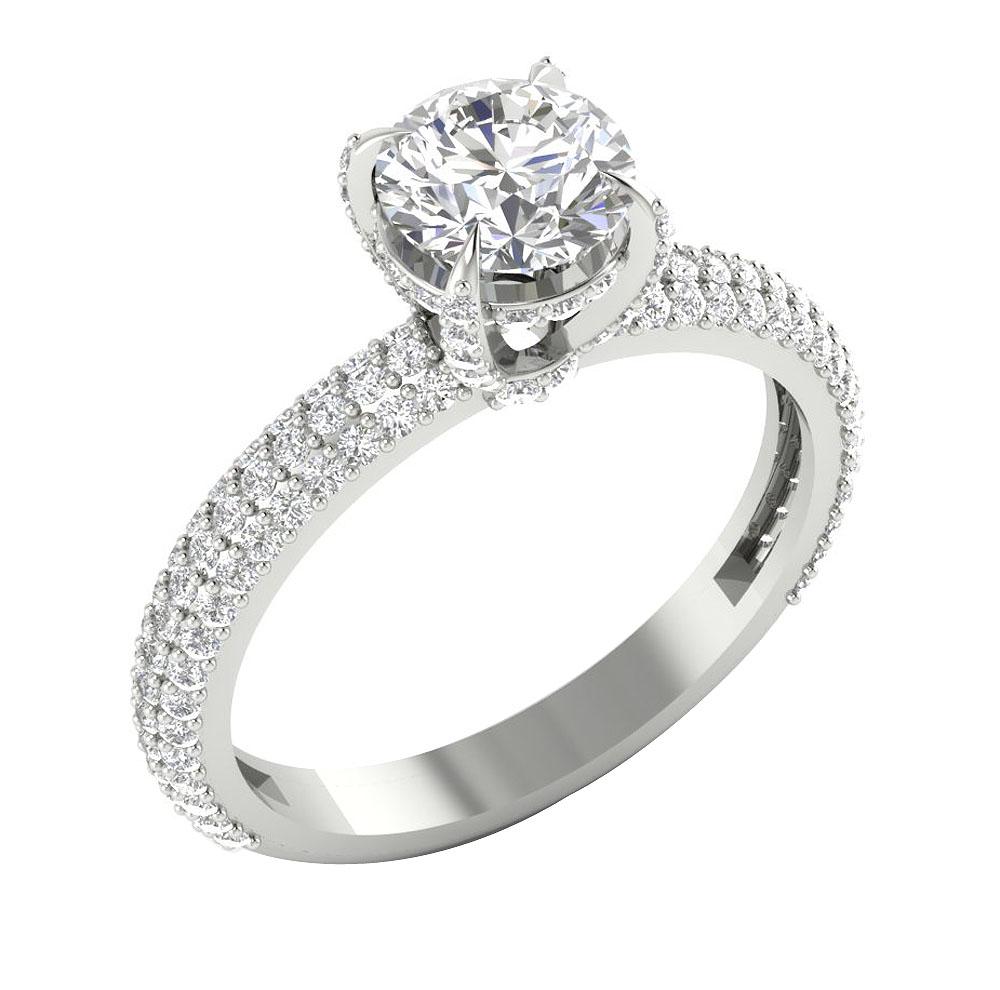 Round Diamond 14k Solid Gold Solitaire Designer Engagement Ring I1 G 2.00 Ct