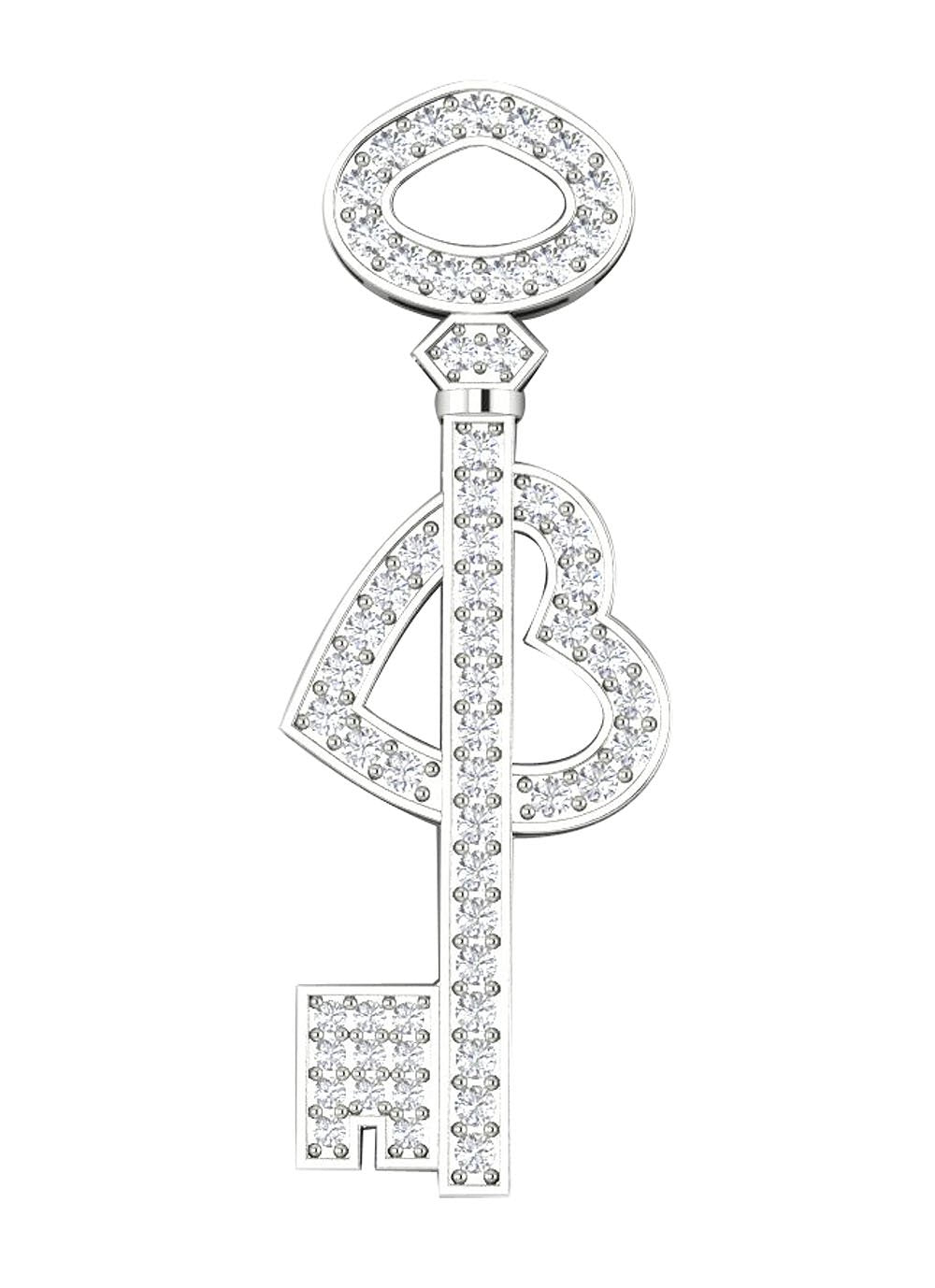 SI1/I1 G 0.85 Carat Genuine Diamond 14k/18k Solid Gold Heart Key Shape Pendant