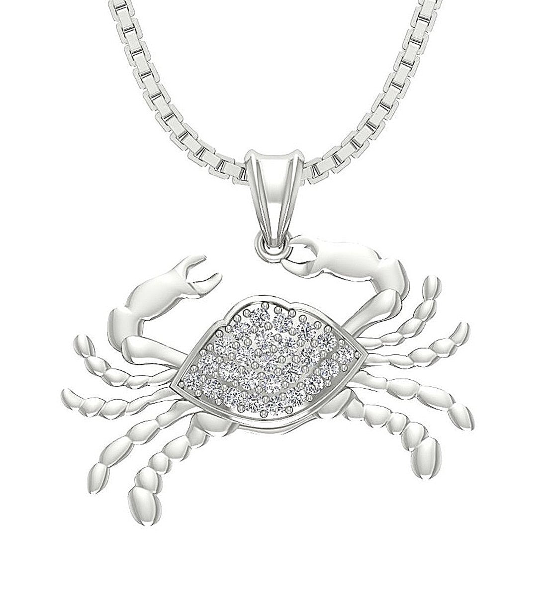 Cancer Zodiac Sign Pendant Necklace I1/SI1 G 0.30 Carat Genuine Diamond 14k/18k Solid Gold