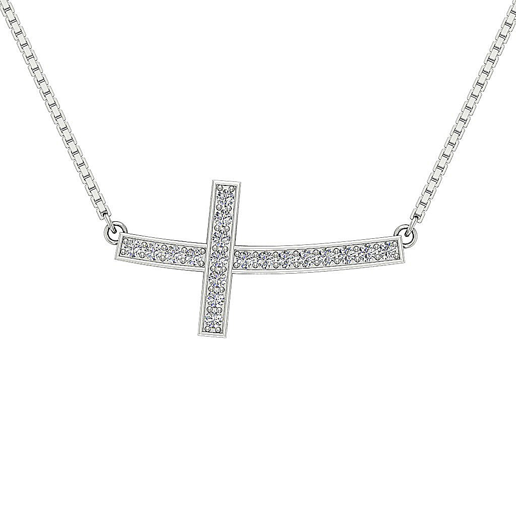 14k/18k White Yellow Rose Gold Cross Anniversary Pendants Round Diamond VVS1/VS1/SI1/I1 0.35 Ct Prong Set