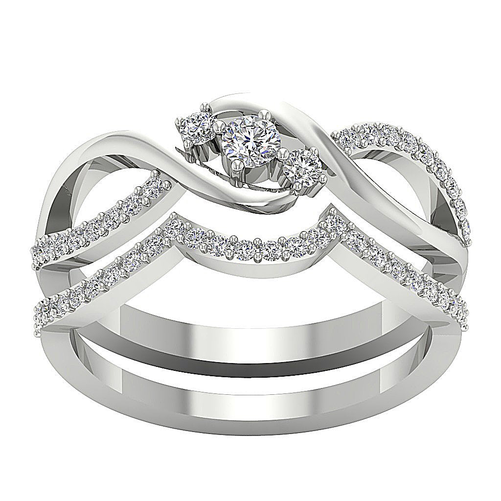 3 Stone Matching Wedding Band Sets 14k Gold SI1 G 0.60 Ct Genuine Diamond