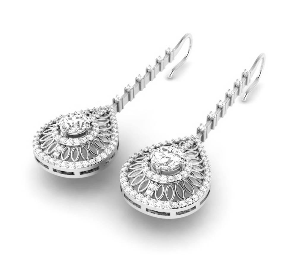 Prong Set 18k/14k White Yellow Rose Gold Chandelier Engagement Earrings Natural Diamond SI1/I1 G 3.00 Ct
