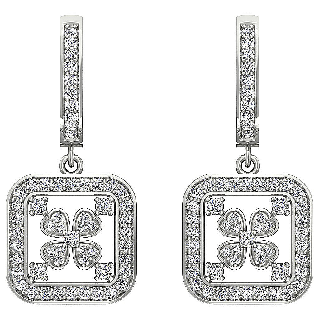 Prong Set Dangle Wedding Earrings Genuine Diamond VVS1/VS1/SI1/I1 G 1.50 Ct 18k/14k White Yellow Rose Gold