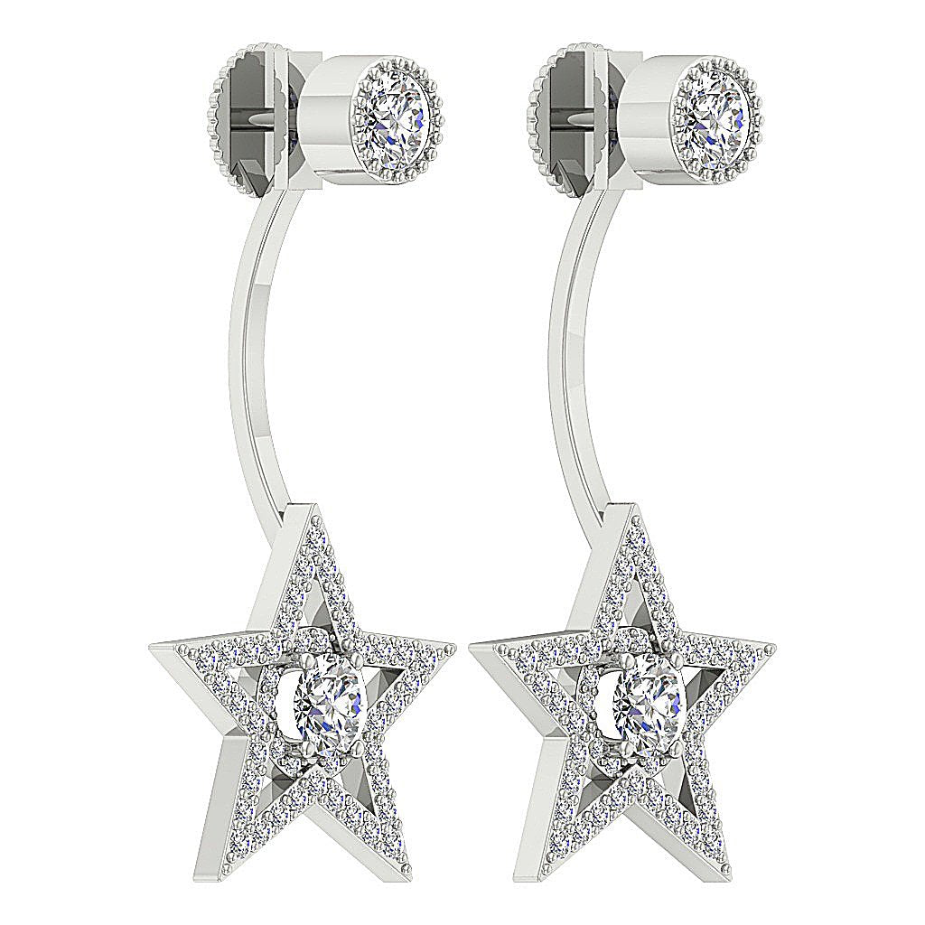 14k Solid Gold Round Diamond SI1/I1 G 1.30 Ct Removable Jacket Studs Earrings