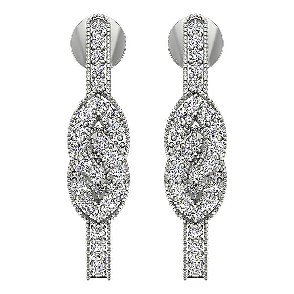 Prong Set Fashion Engagement Earrings Natural Diamond SI1/I1 G 0.90 Ct 18k/14k White Yellow Rose Gold