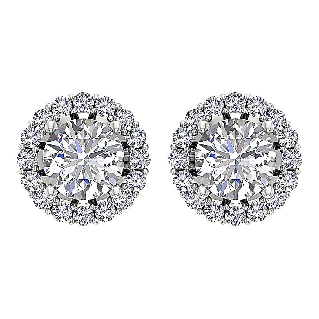 I1 G 2.11 Ct Natural Diamonds 14k Solid Gold Removable Jacket Studs Earrings Set