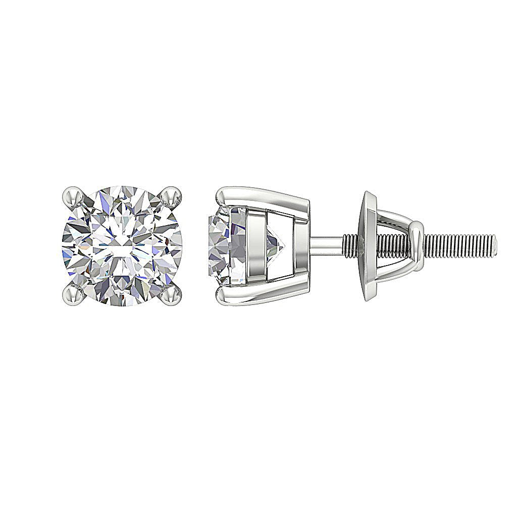 14k/18k Solid Gold Solitaire Studs Earrings VS1 E 0.45 Ct Genuine Diamond