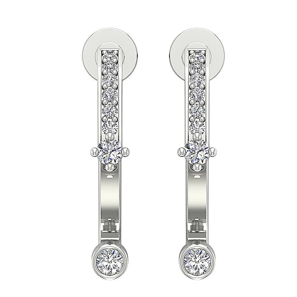 Natural Diamond Fashion Engagement Earrings SI1/I1 G 0.30 Ct 18k/14k White Gold Prong Bezel Set