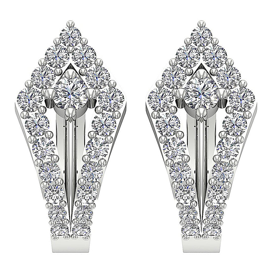 Medium Hoop Wedding Earrings Genuine Diamond VVS1/VS1/SI1/I1 0.90 Ct 18k/14k Solid Gold Prong Set