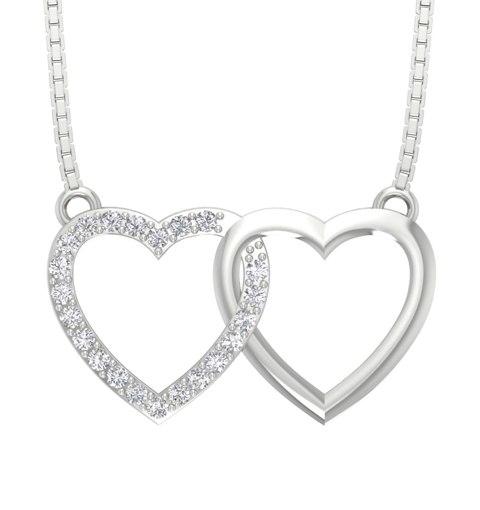Double Heart Pendant 14k/18K Gold Natural Diamond VVS1/VS1/SI1/I1 0.35 Carat