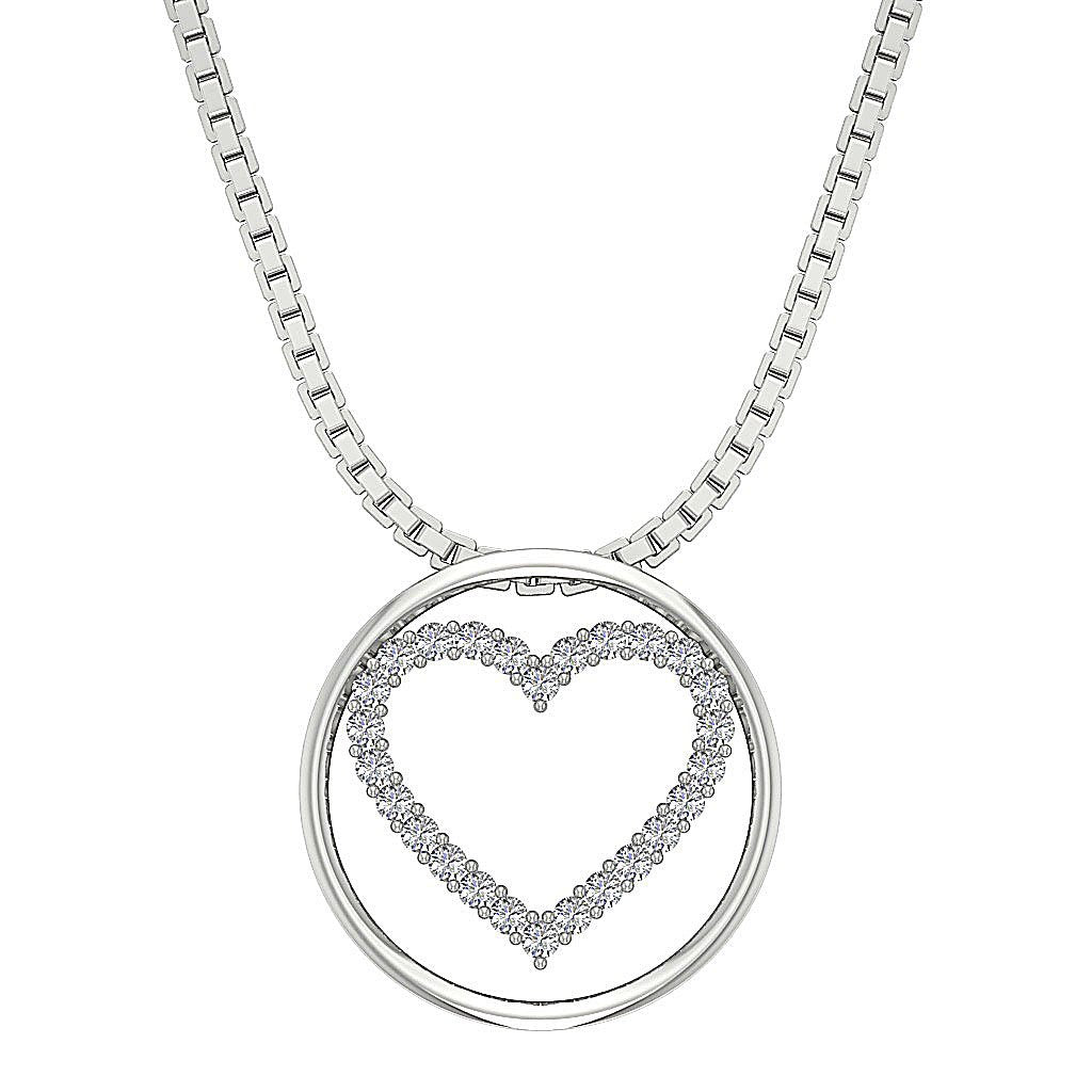 14k/18k Rose Gold Circle of Love Engagement Pendant Natural Diamond SI1/I1 G 0.30 Ct Prong Set