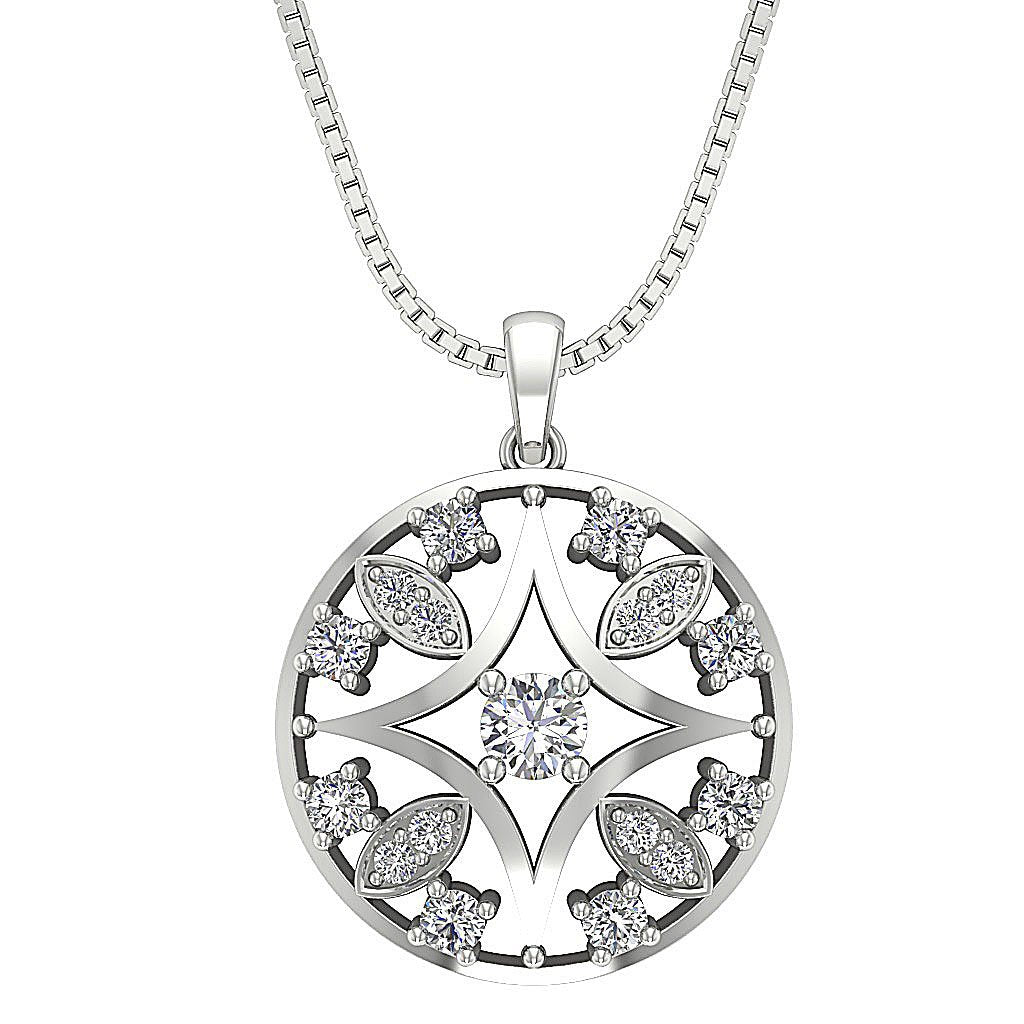 Vintage Fashion Pendant SI1/I1 G 1.00 Carat Round Diamond 14k/18k Solid Gold