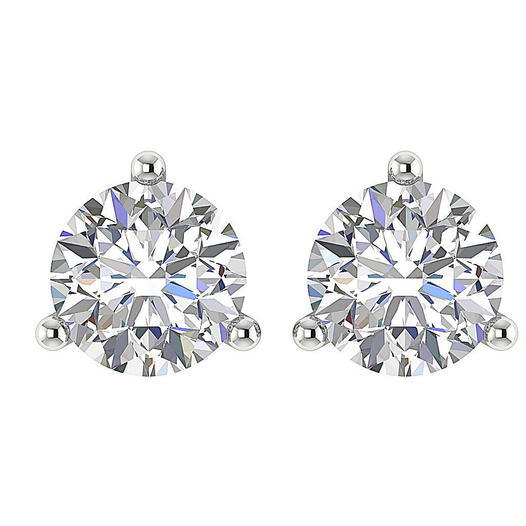 Round Diamond Solitaire Studs Anniversary Earrings VS1 E 0.45 Ct 14k/18k White Gold Prong Set