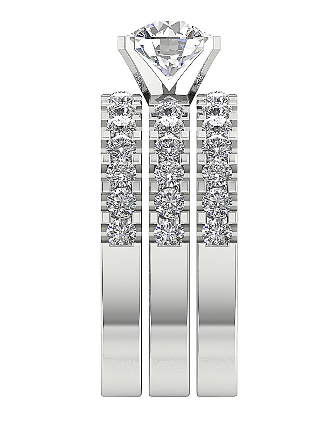 3 Piece Solitaire Wedding Ring Sets I1 G 3.25Ct Genuine Diamond 14K Gold 9.45MM