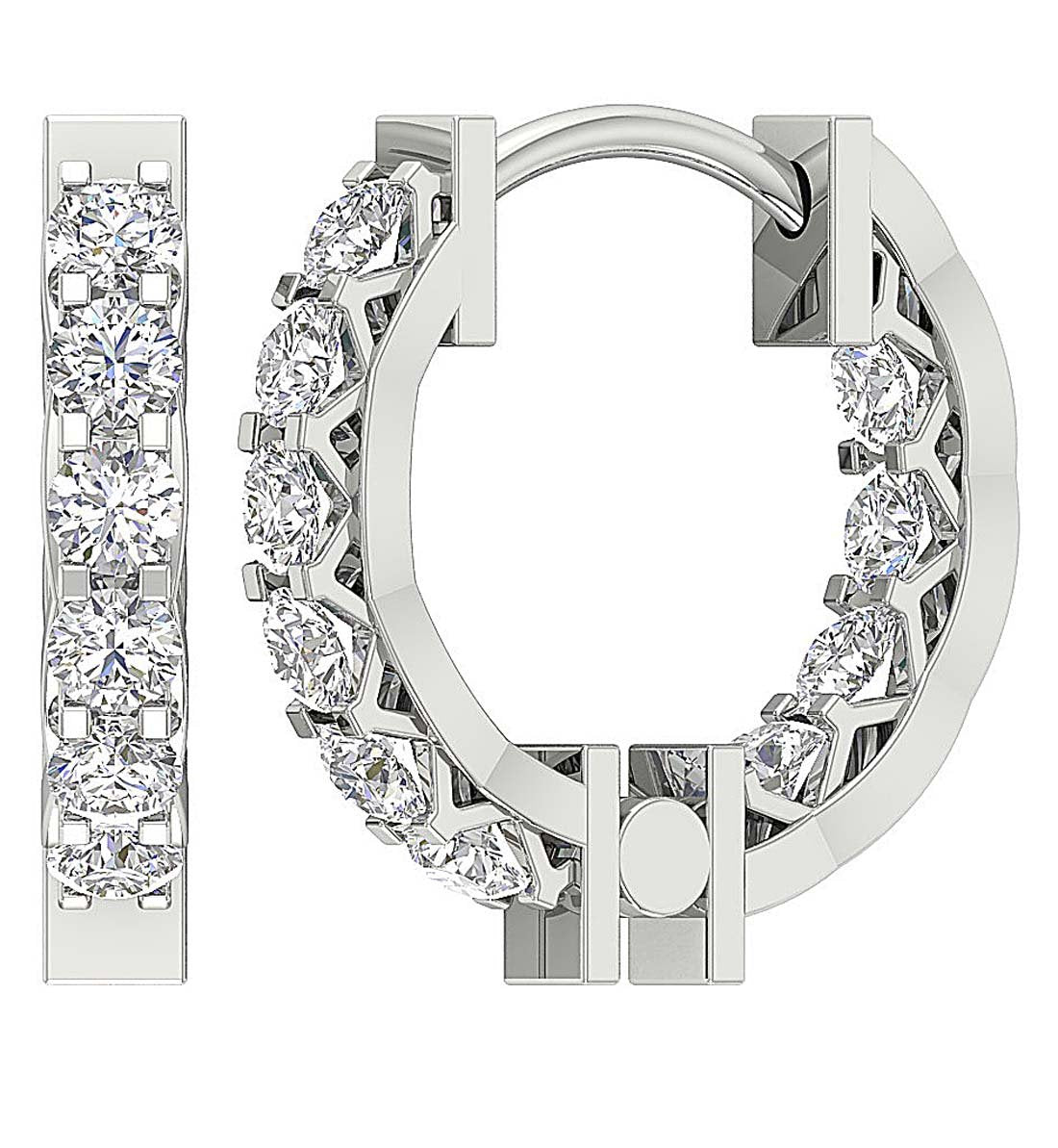 VVS1/VS1/SI1/I1 0.75 Ct Medium Hoops Wedding Earrings Genuine Diamond 18k/14k Yellow Gold Prong Set