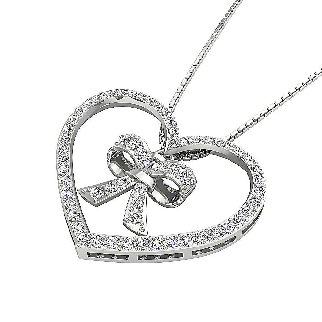 Heart Shape Pendants 14k/18k Solid Gold Genuine Diamonds SI1/I1 G 1.10 Ct