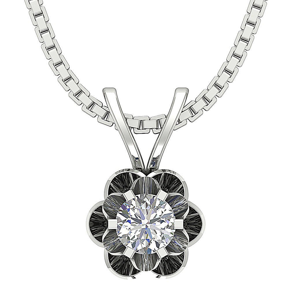 Natural Diamond SI1/I1 G 0.25 Ct Unique Solitaire Pendants 14k/18k Solid Gold