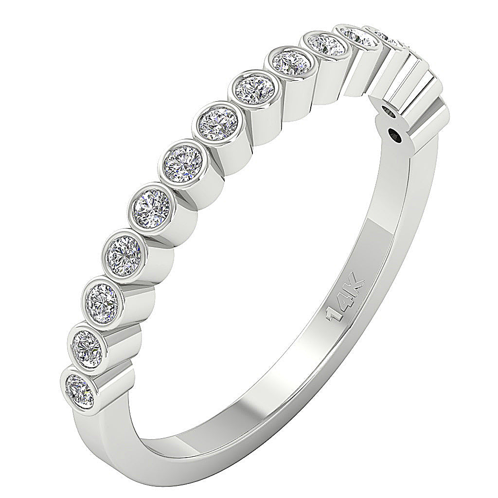 14K Solid Gold Engagement Ring Round Diamond I1 G 0.40 Ct Bezel Set