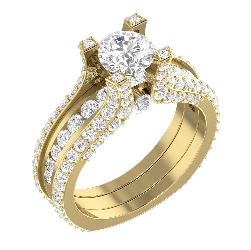 Round Diamond 14K Solid Gold Halo Bridal Anniversary Ring Prong Channel Set I1 G 3.75 Carat