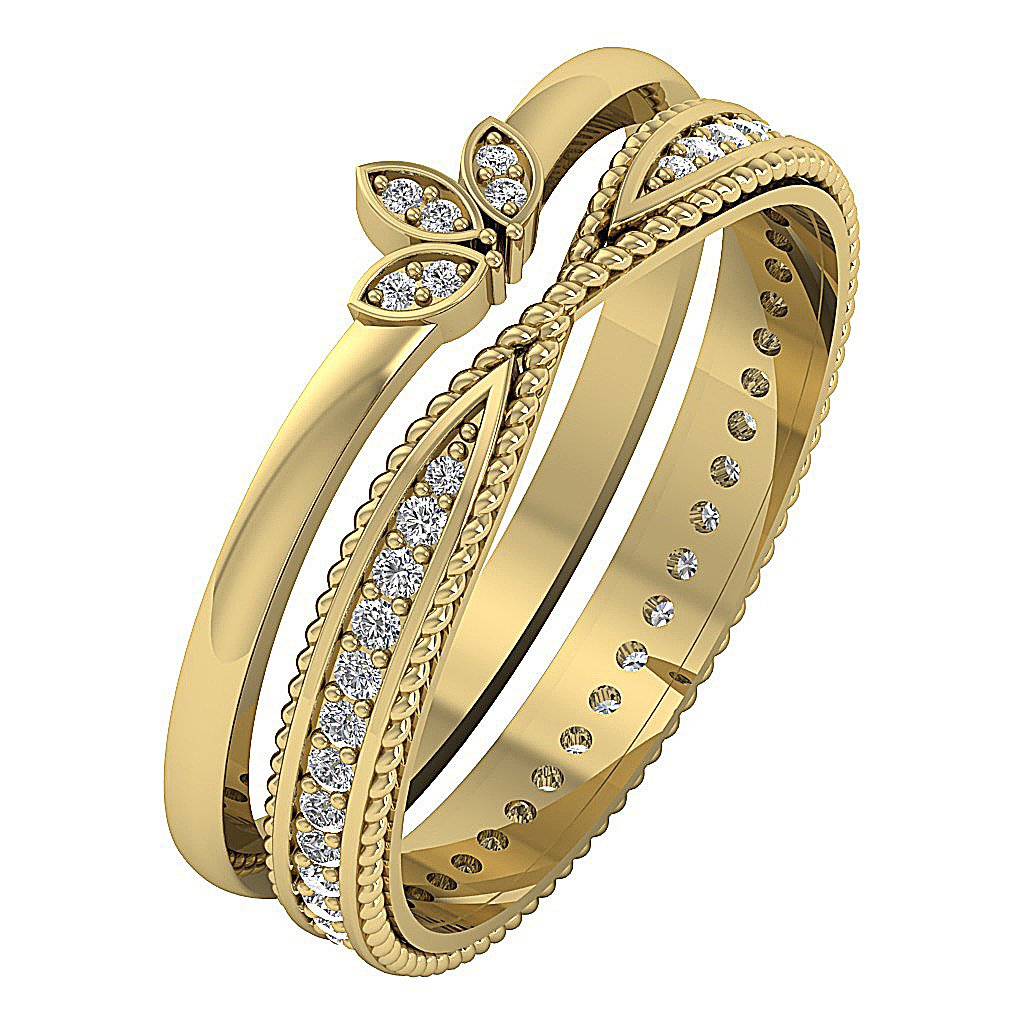 Forever Bride Wedding Sets I1 G 0.50 Ct Natural Diamond 14K Yellow Gold