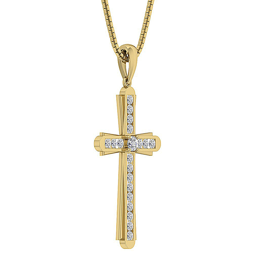 14kYellowGoldDesignerGenuineDiamondChannelSetPendant