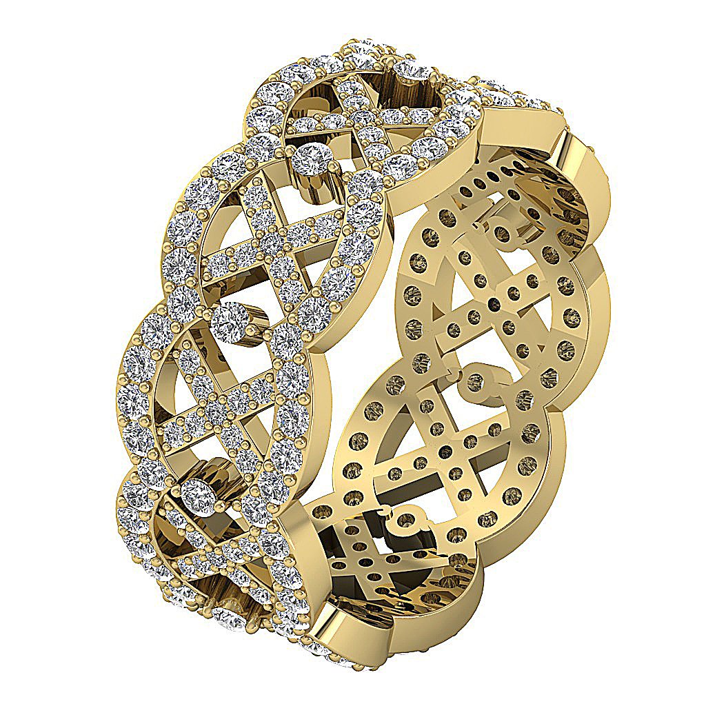 Natural Diamond I1 G 1.75 Ct Designer Wedding Eternity Ring 14k Solid Gold