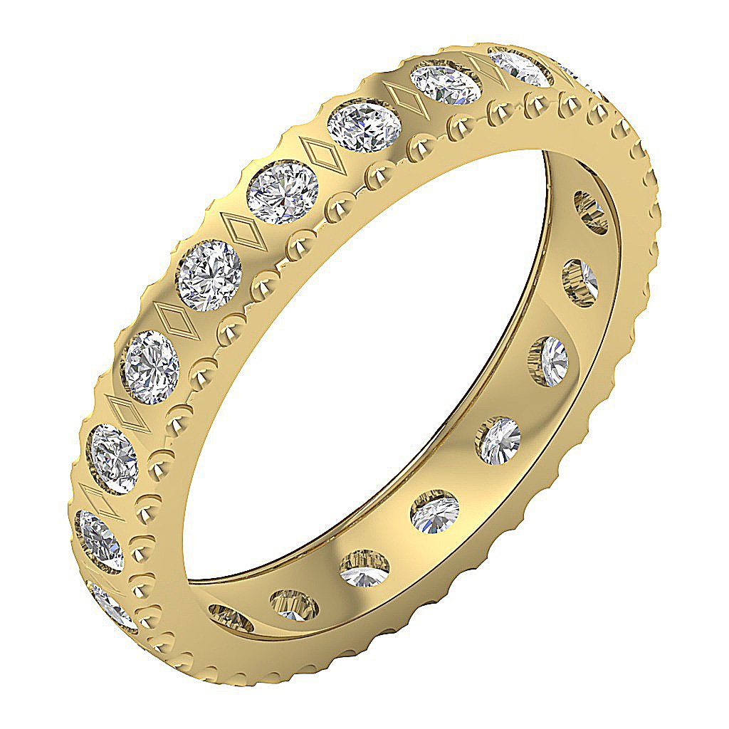 SI1 G 1.10 Ct Genuine Diamond 14k Solid Gold Designer Engagement Eternity Ring
