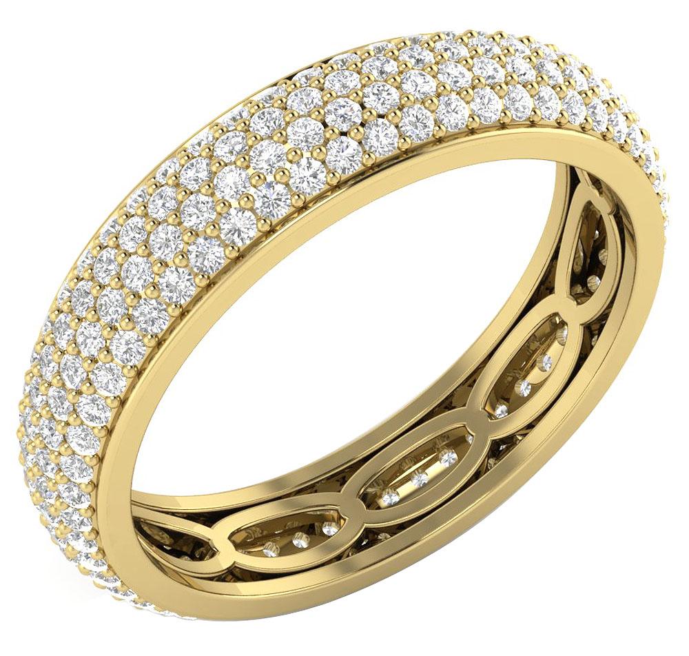 Genuine Diamond Prong Set Four Row Eternity Wedding Ring 14k White Yellow Rose Gold I1 G 1.75 Ct