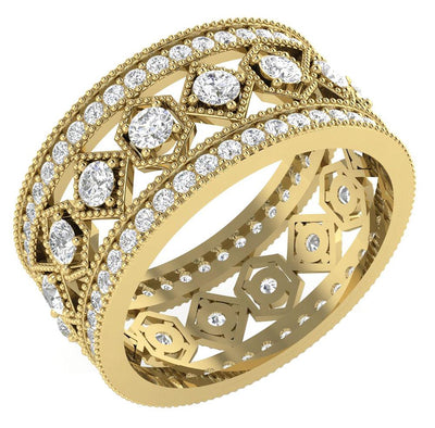 Natural Diamond I1 G 2.25 Ct 14k White Gold Eternity Engagement Ring Prong Set 9.80 MM
