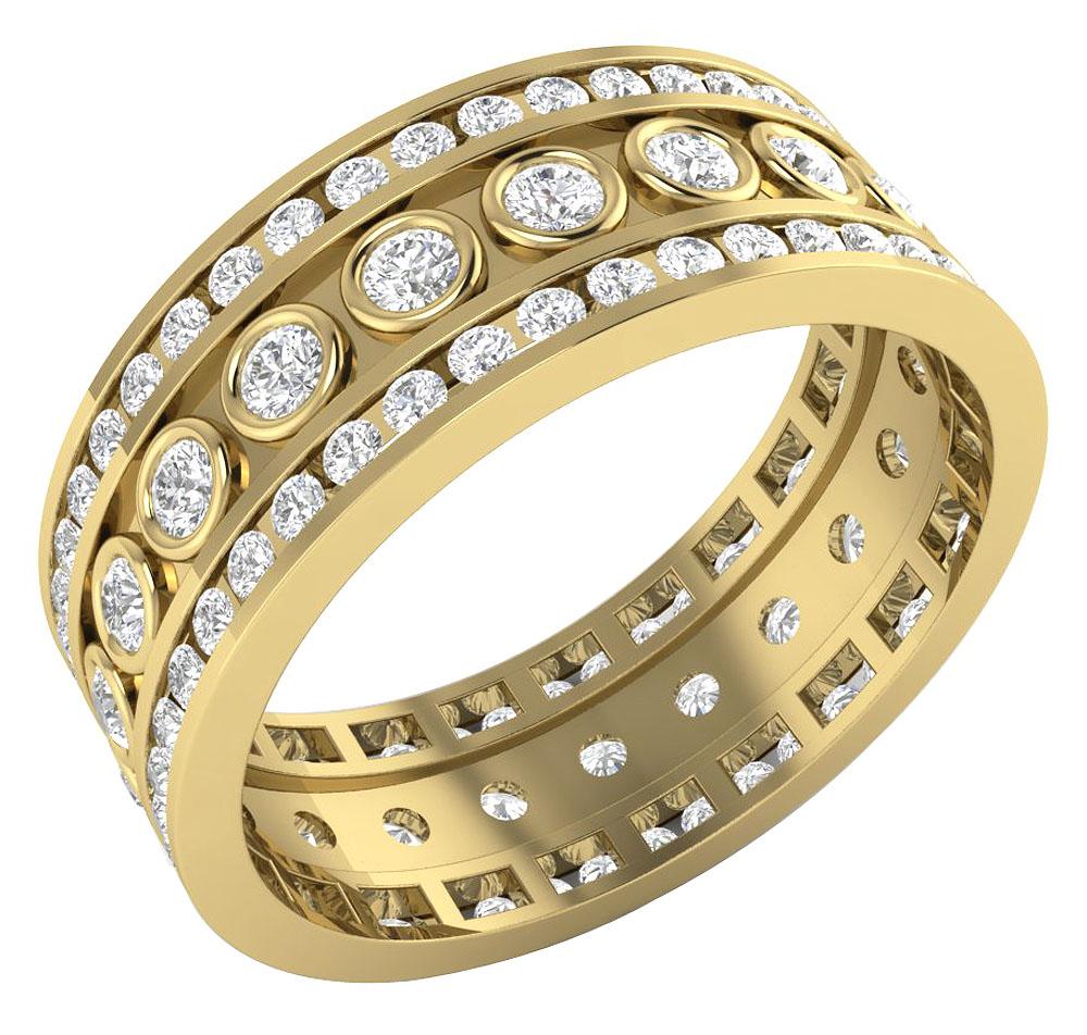 Eternity Anniversary Ring Round Diamond Bezel Channel Set 14k Solid Gold SI1 G 1.75 Ct