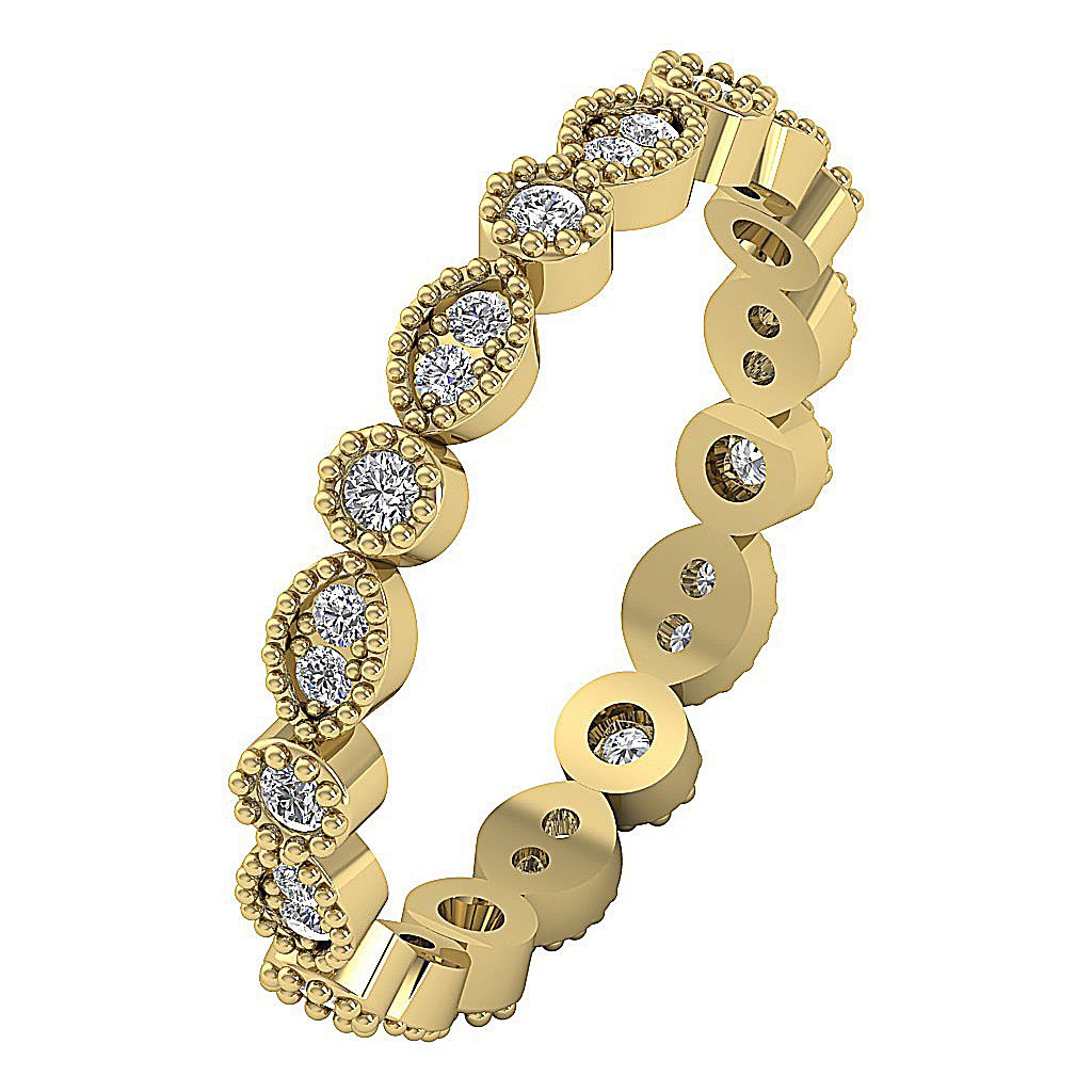 Eternity Wedding Ring I1 G 0.45 Ct Genuine Diamond Prong Bezel Set 14k Solid Gold 2.90 MM