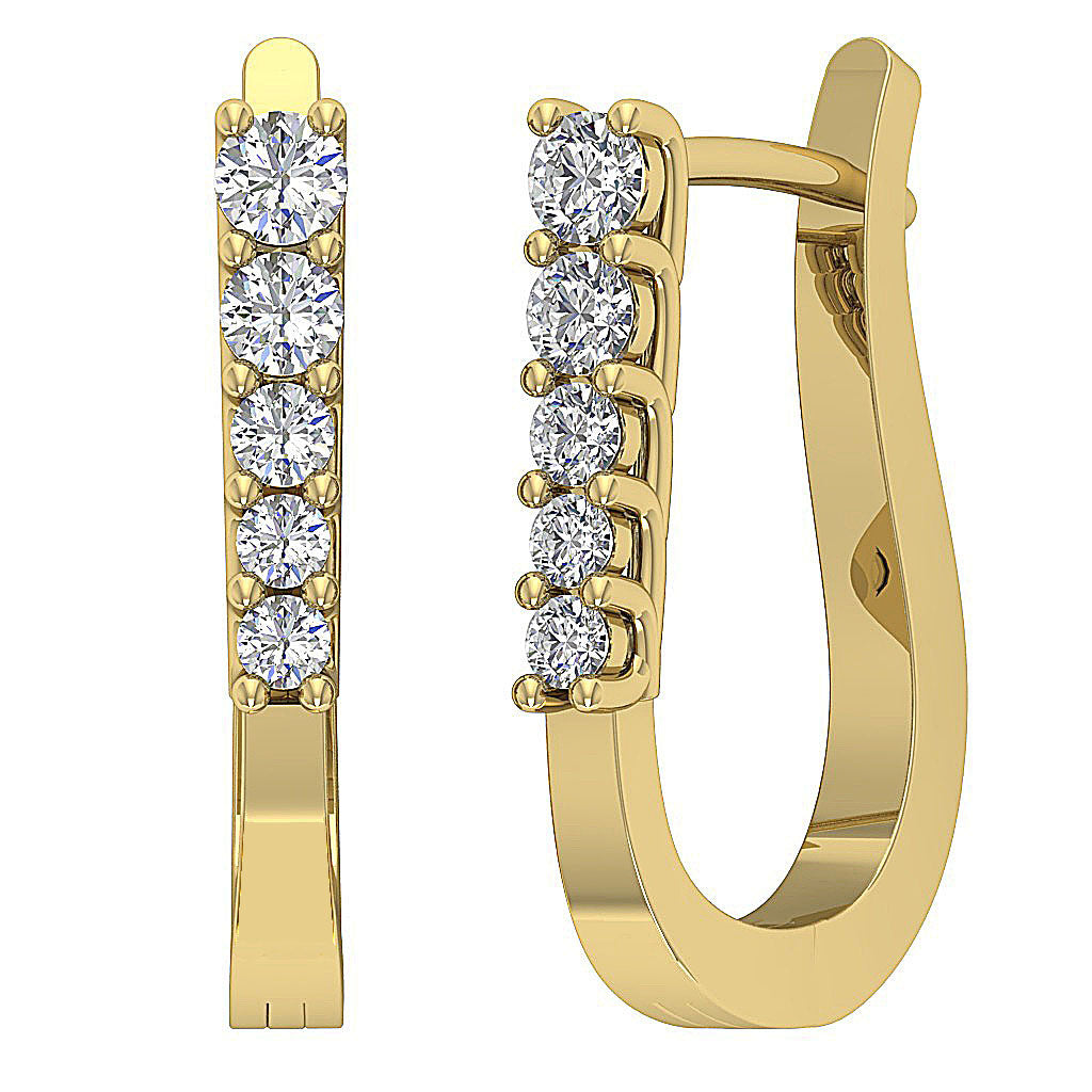 14kYellowGoldNaturalDiamondDesignerHoopsEarring