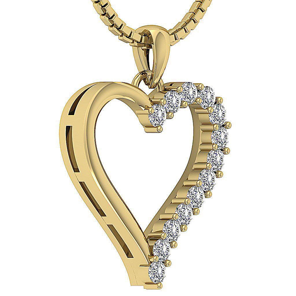 14kYellowGoldDesignerProngSetHeartPendant