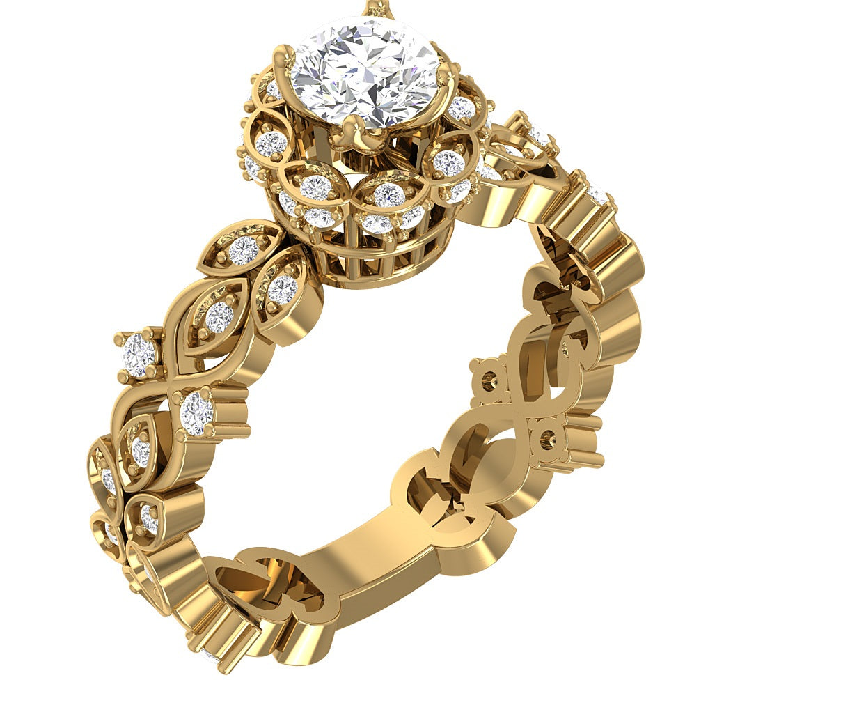 Designer Solitaire Halo Engagement Wedding Ring I1 G 0.90 Carat Genuine Diamond 14K Rose Gold