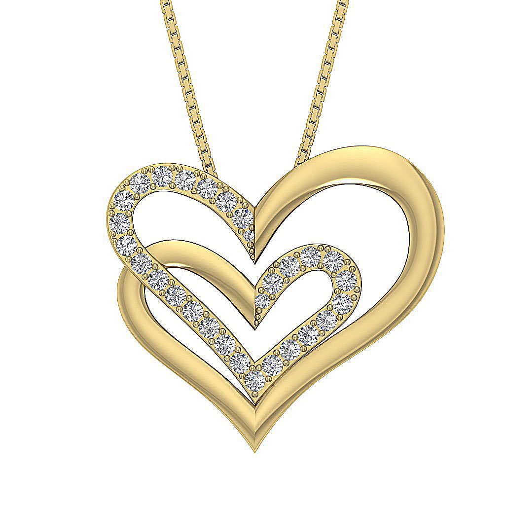 Heart Shape Pendants SI1/I1 G 0.50 Ct Natural Diamonds 14k/18k Solid Gold