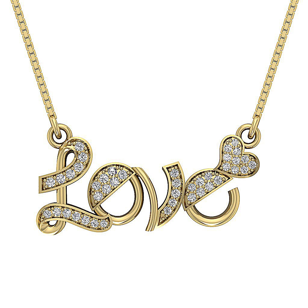 SI1/I1 G 0.35 Ct Designer Love Pendants 14k/18k Solid Gold Round Diamonds