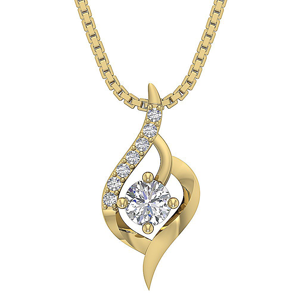 VS1/SI1/I1 0.40 Carat Designer Fashion Pendants 14k/18k Solid Gold Round Diamond