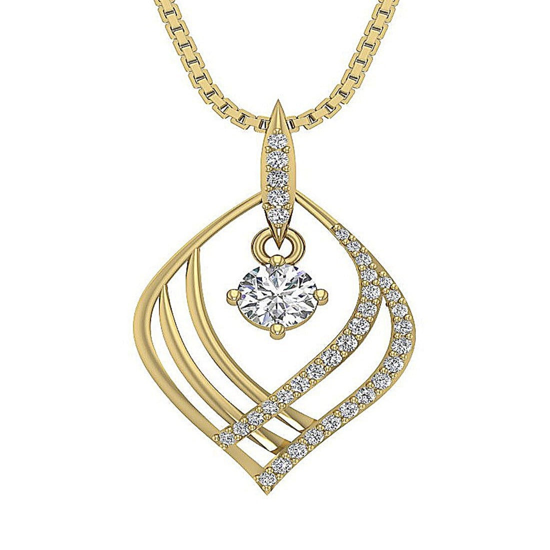 SI1/I1 G 0.50 Ct Genuine Diamond 14k/18k Solid Gold Vintage Fashion Pendant