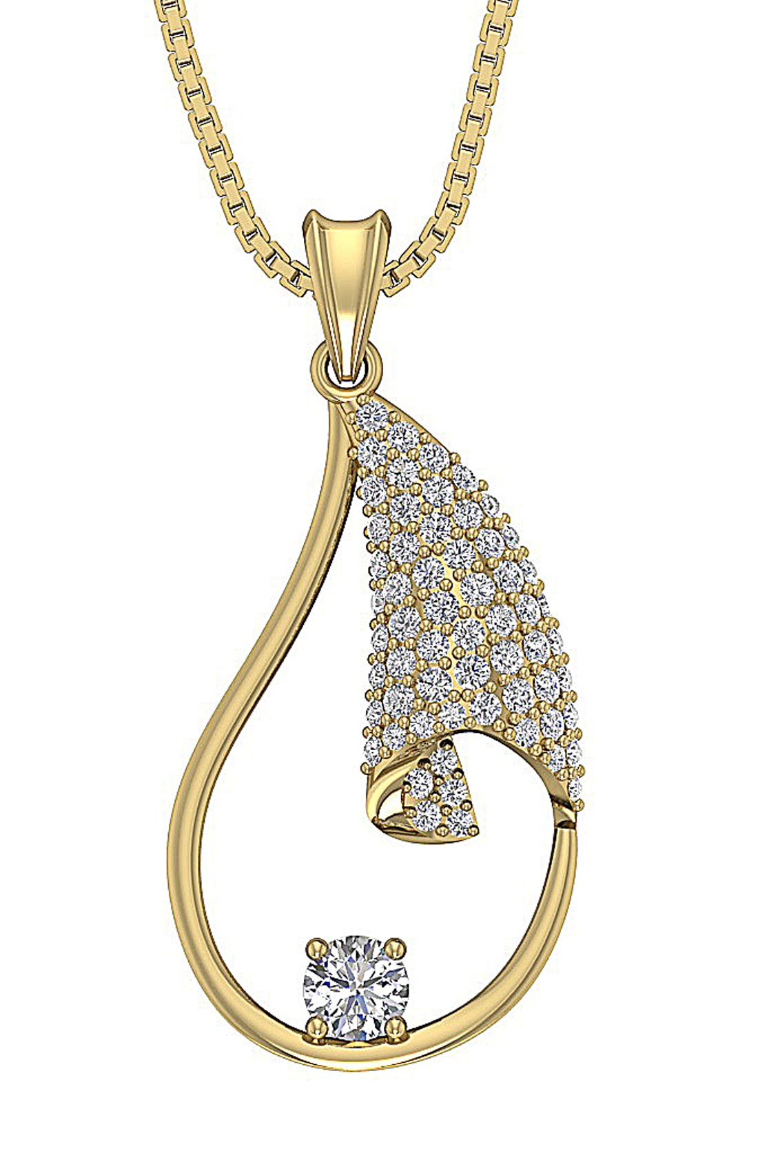 14k/18k Solid Gold Genuine Diamond SI1/I1 G 0.80 Ct Designer Fashion Pendant