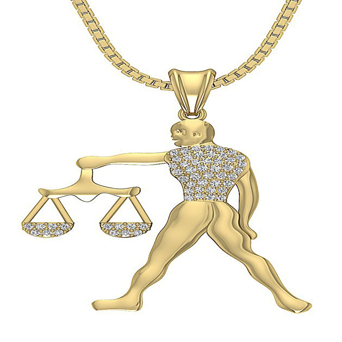 I1/SI1 0.25 Carat G Libra Zodiac Sign Pendant Necklace 14K/18K Gold Round Diamond