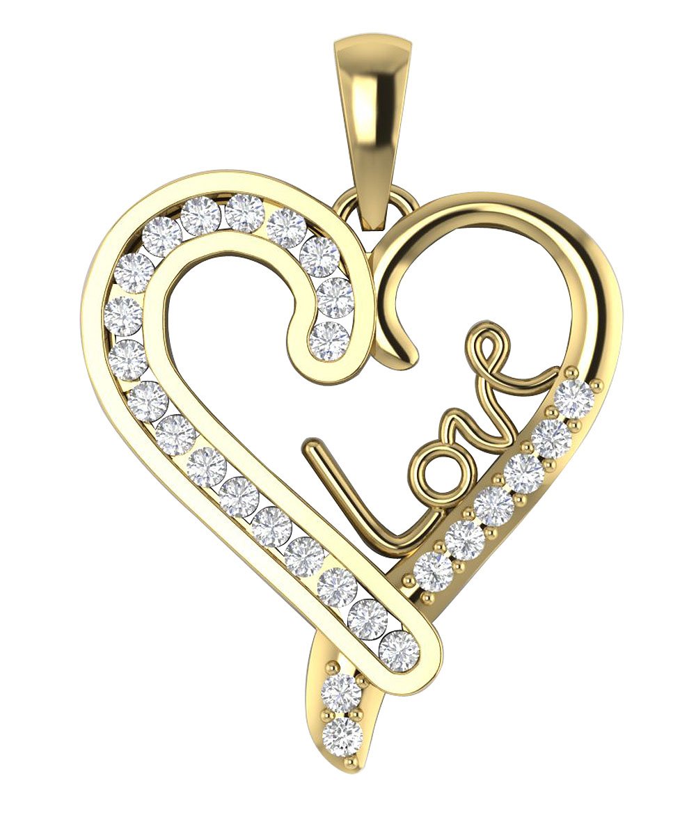 14k/18k Gold Heart Shape Pendant VVS1/VS1/SI1/I1 0.55 Carat Round Diamond