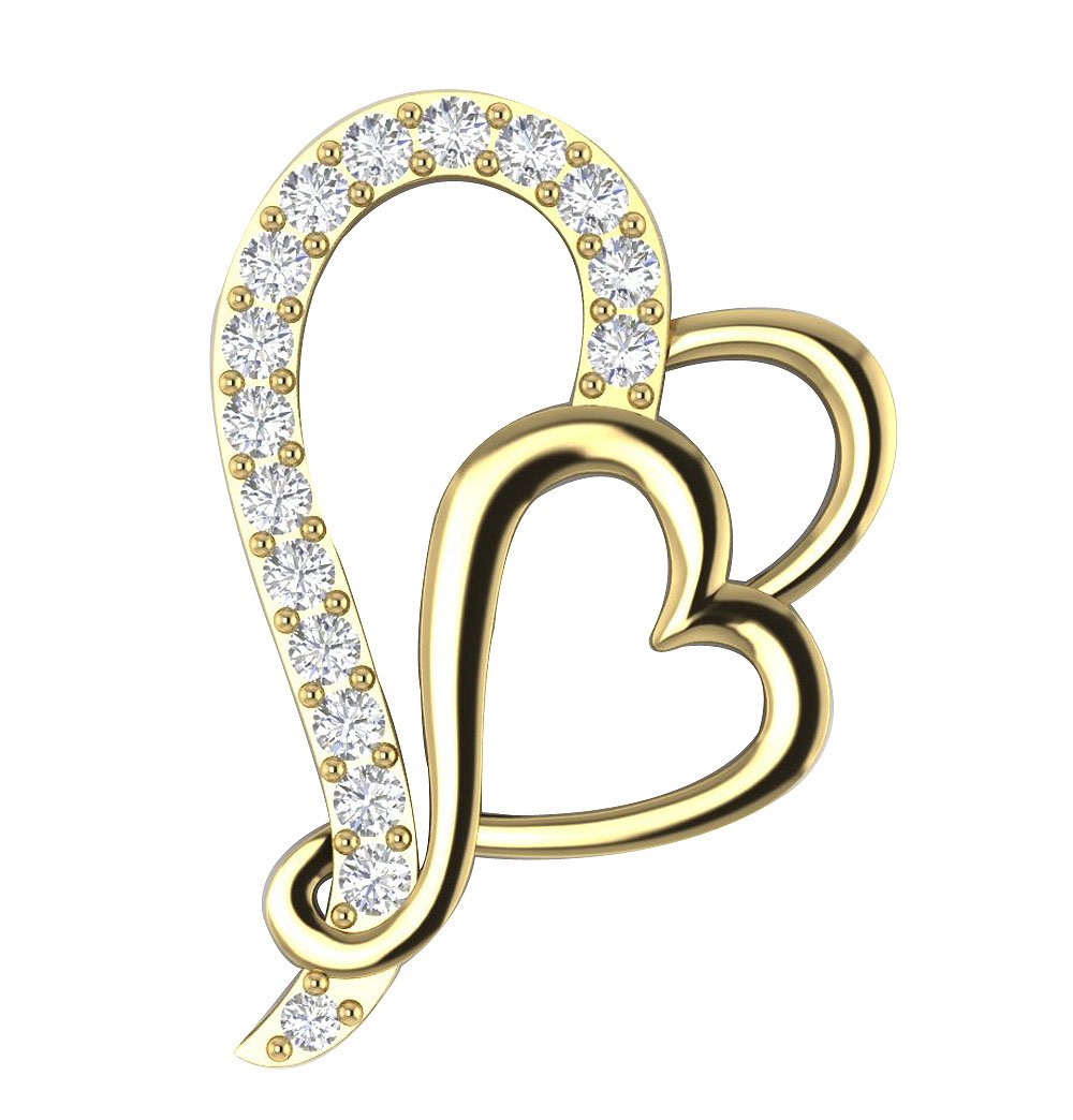 SI1/I1 G 0.50 Carat Vintage Heart Shape Pendant 14k/18k Solid Gold Round Diamond