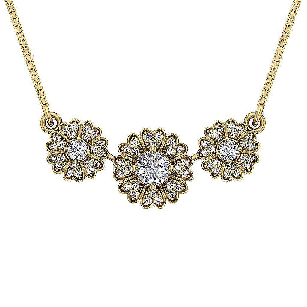 I1/SI1 G 1.10 Carat Genuine Diamond 14k/18k Gold Flower Shape Fashion Pendants