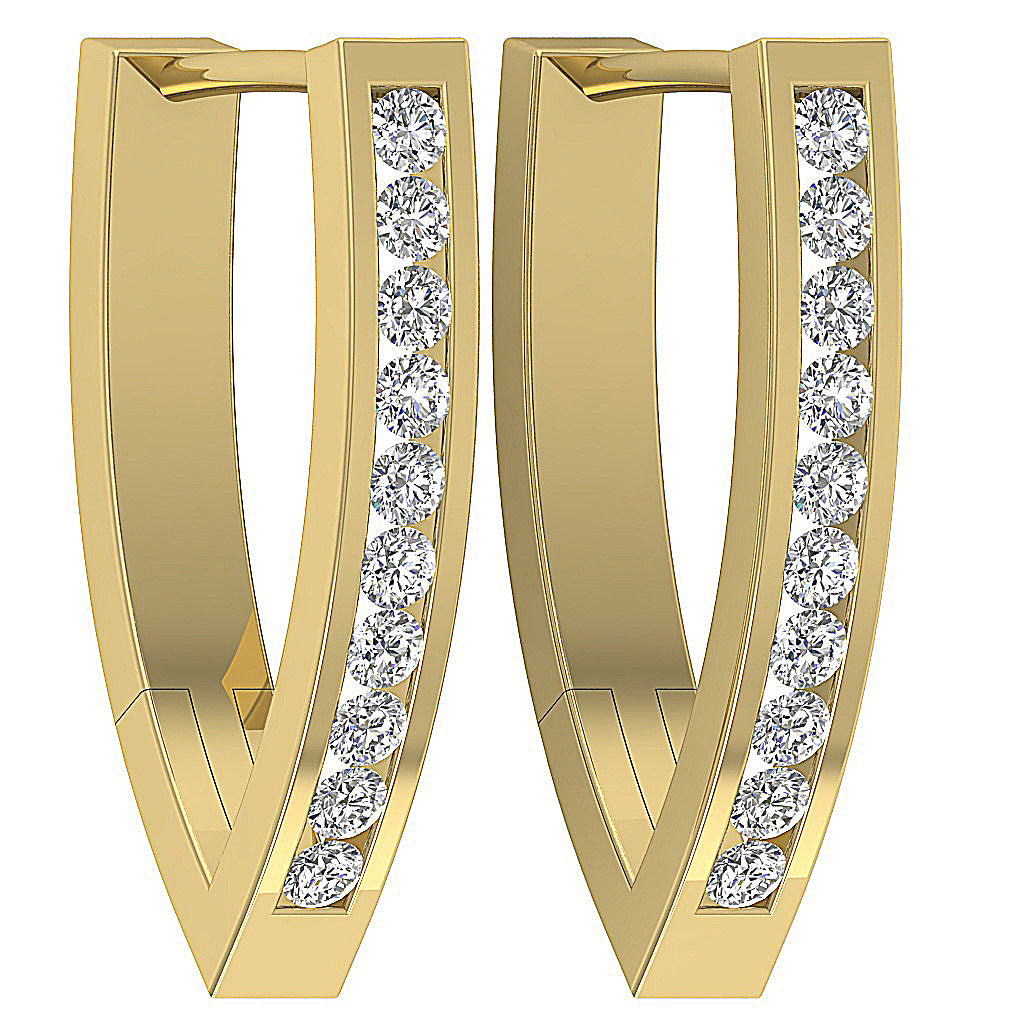 14kYellowGoldGenuineCutDiamondHoopEarring