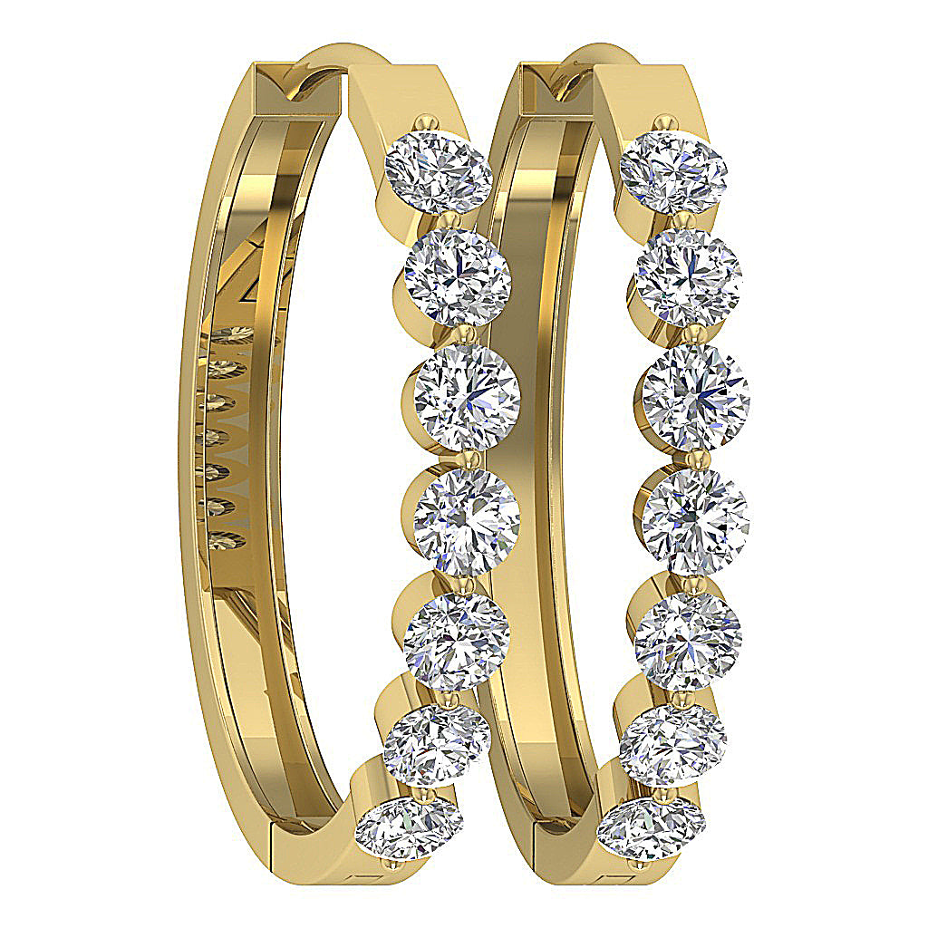 14kYellowGoldNaturalCutDiamondHoopsEarring