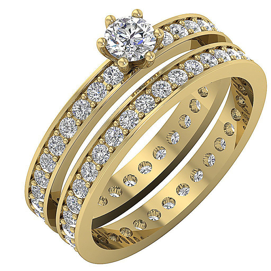 14kYellowGoldRoundDiamondBridalRingSet