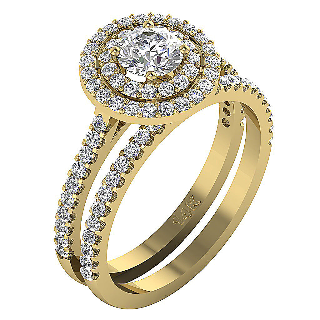 14kYellowGoldRoundDiamondBridalRingSet